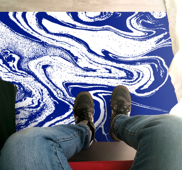 Bold Blue Swirls marble vinyl carpet - TenStickers