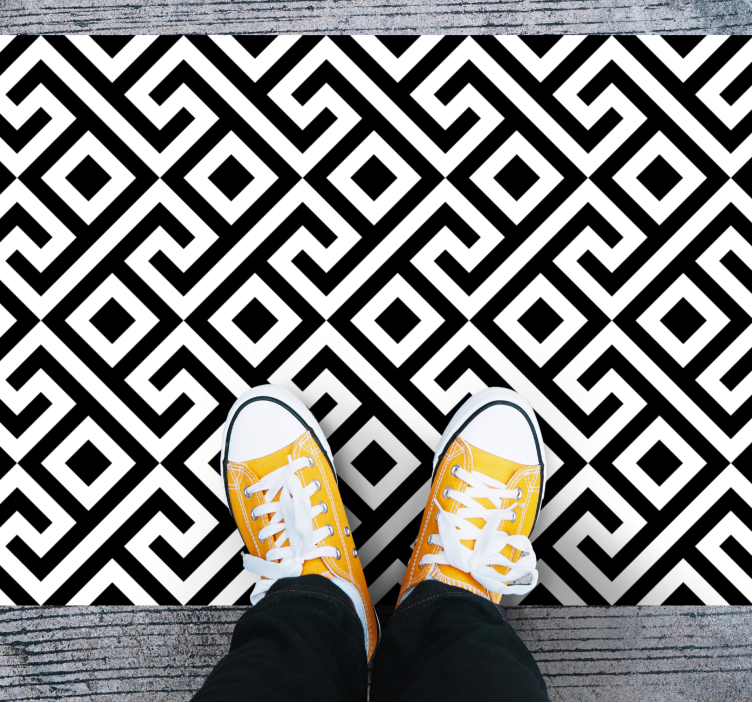 Bold black and white pattern geometric vinyl carpet - TenStickers