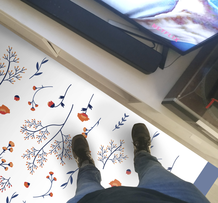 Botanical Autumn Motif floral vinyl carpet - TenStickers