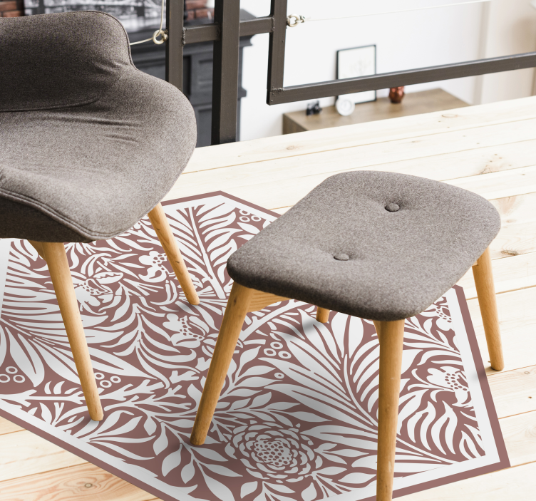 Botanical Balance Hexagon floral vinyl carpet - TenStickers