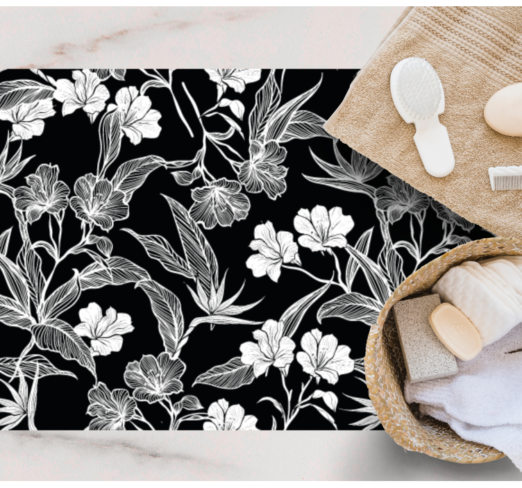 Black and white elegance floral vinyl carpet - TenStickers