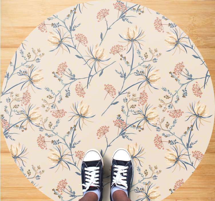 Botanical bloom surface floral vinyl rug - TenStickers