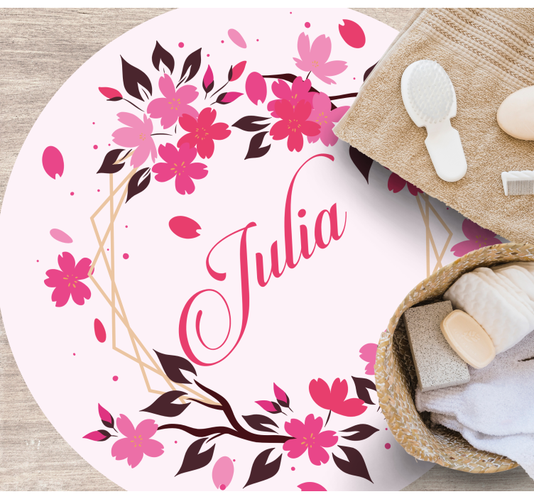 Botanical crown with name bedroom vinyl carpet - TenStickers