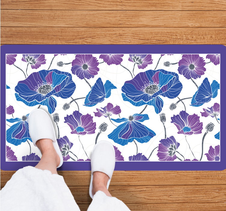 Blue botanical dream floral vinyl carpet - TenStickers