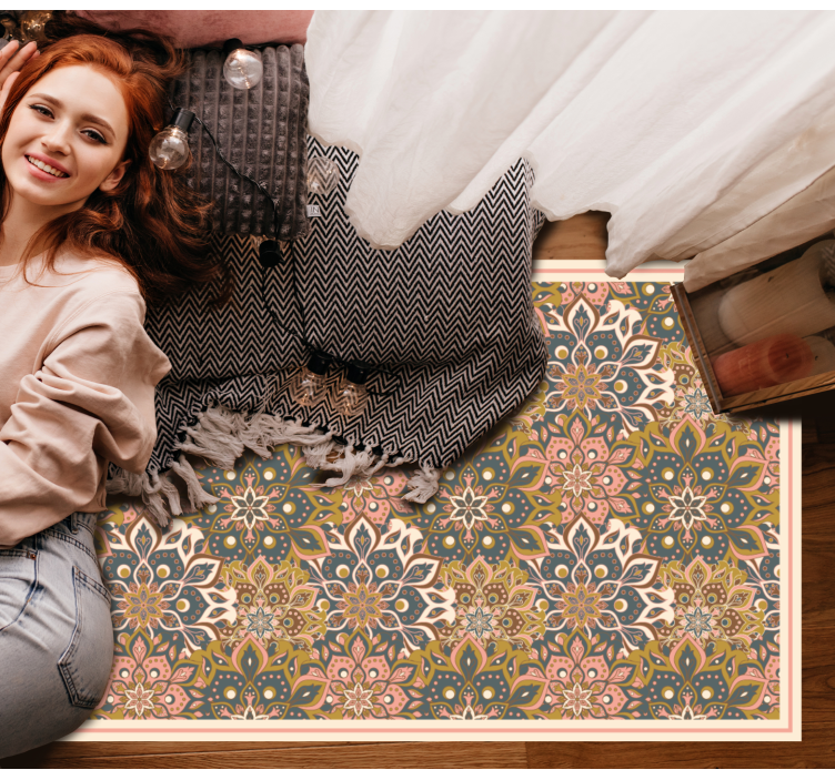 Botanical Emblem Sophistication mandala vinyl carpet - TenStickers