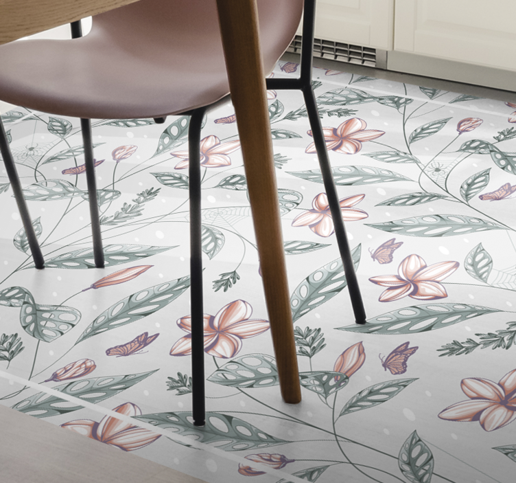 Floral Greenery Motif floral vinyl carpet - TenStickers