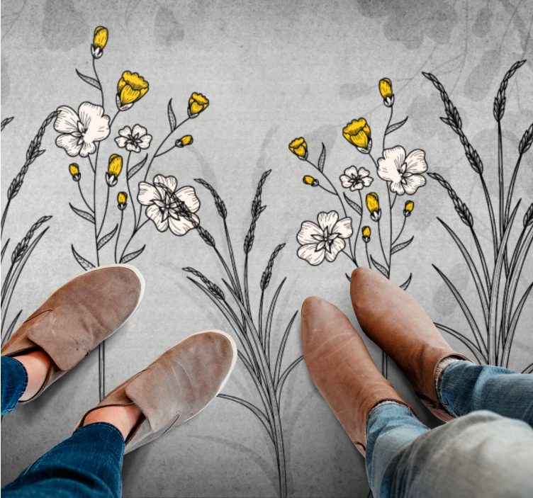 Botanical Illustration Detail floral vinyl carpet - TenStickers