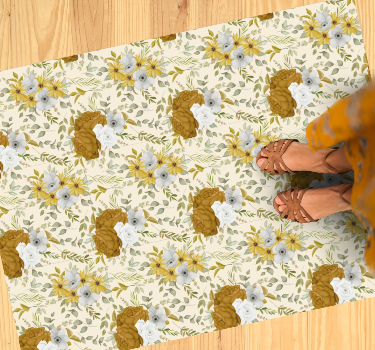 Botanical leafy design floral vinyl carpet - TenStickers