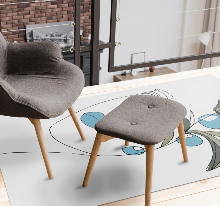 Botanical Outline Art floral vinyl carpet - TenStickers