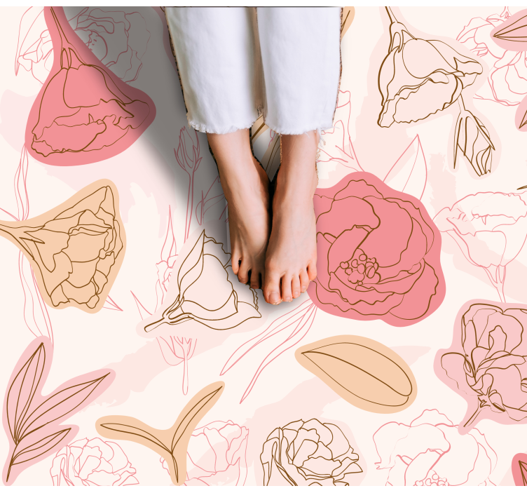 Botanical Outline Style floral vinyl carpet - TenStickers