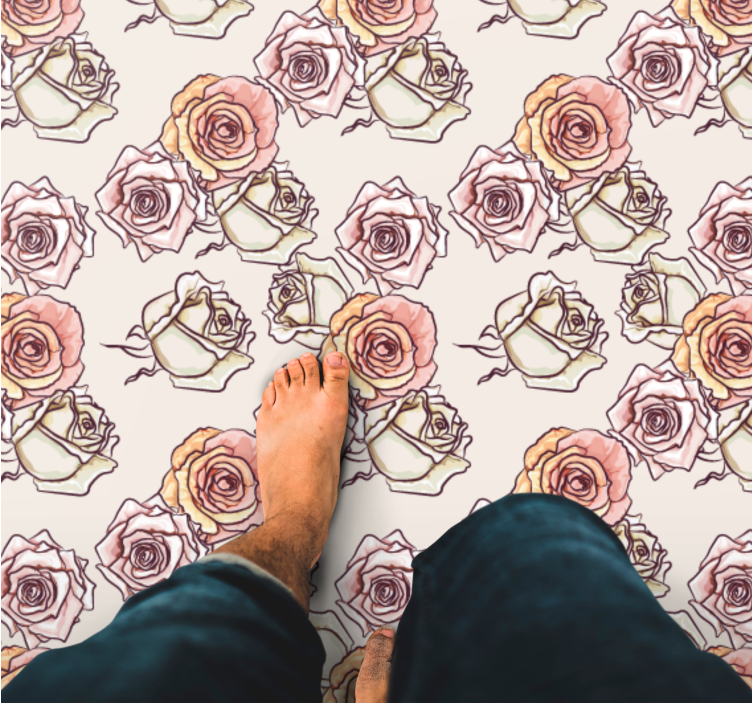 Botanical Rose Motif floral vinyl carpet - TenStickers