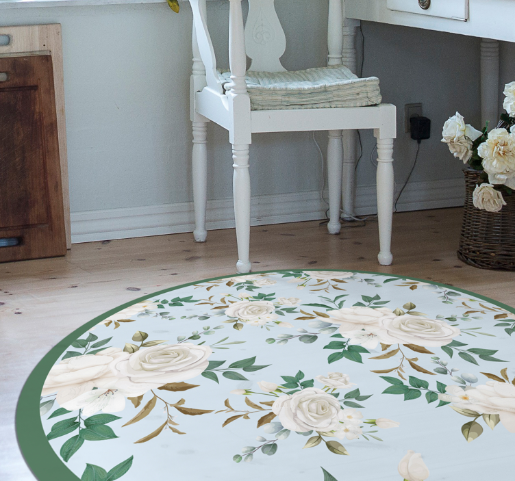 Botanical Round Arrangement floral vinyl carpet - TenStickers