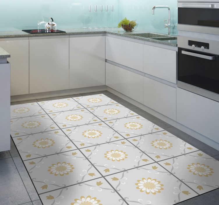 Elegant botanical design tile vinyl carpet - TenStickers