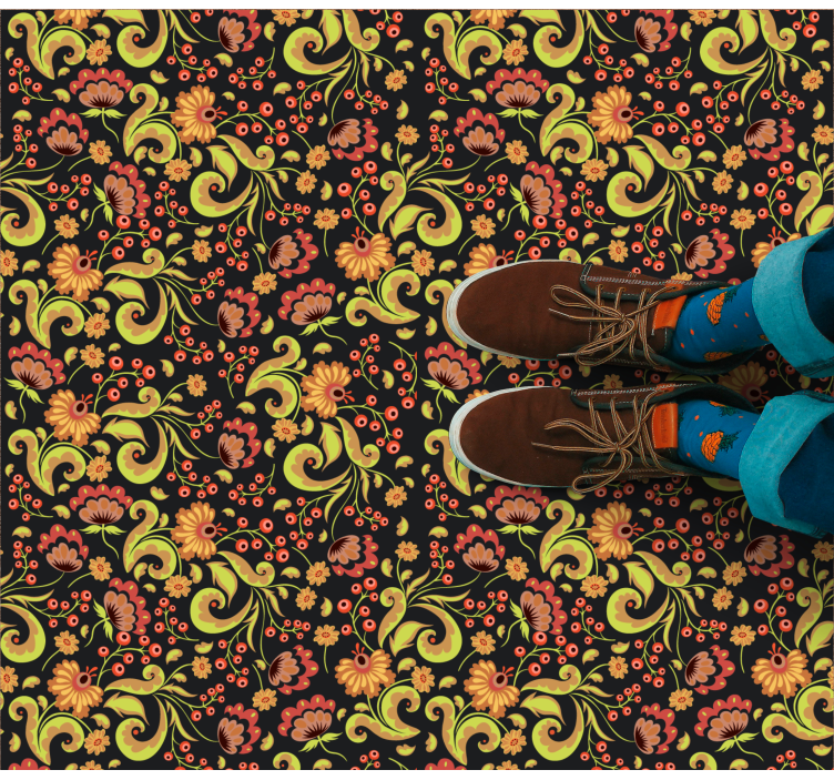 Botanical Twirl Motif floral vinyl carpet - TenStickers