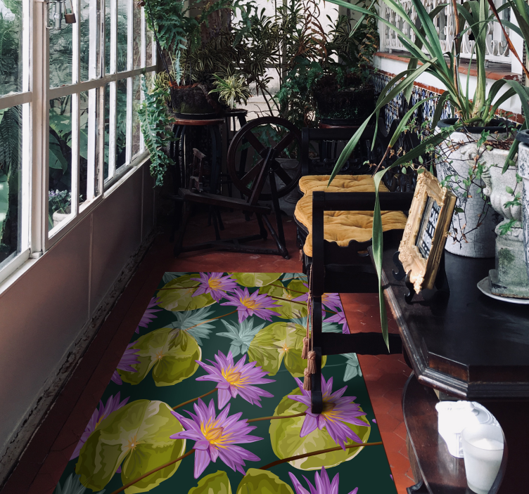Botanical Waterlilies floral vinyl carpet - TenStickers