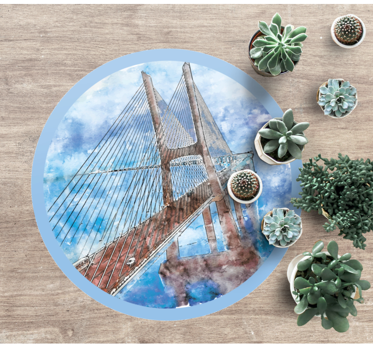 Bridges Over Water circular vinyl carpet - TenStickers