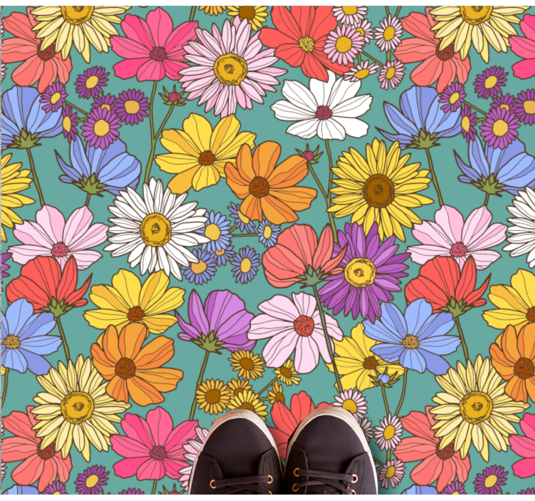 Bright colorful motif floral vinyl carpet - TenStickers