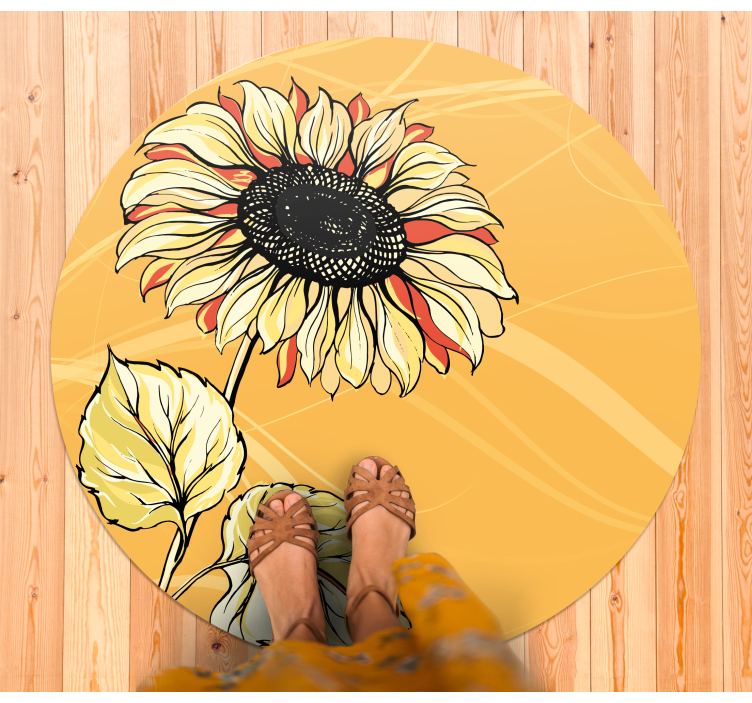 Bright Sunflower Blossom floral vinyl carpet - TenStickers