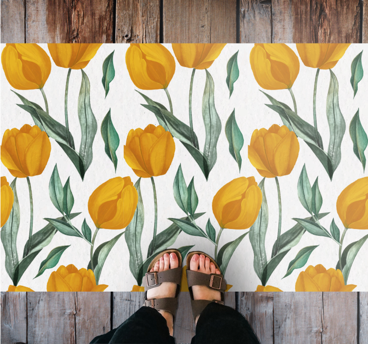 Bright Yellow Tulips floral vinyl carpet - TenStickers