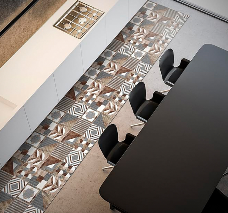 Brown Cementine mosaic vinyl carpet - TenStickers