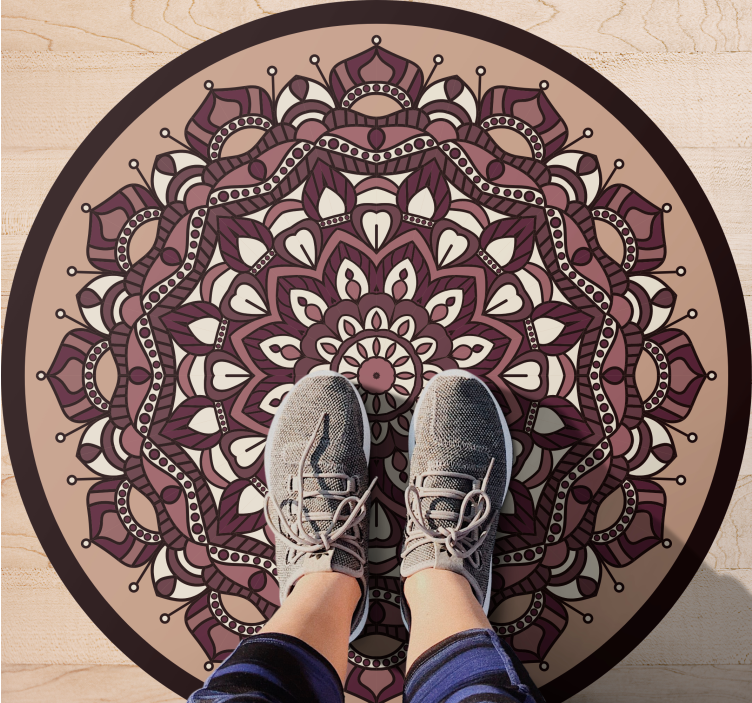 Brown complex motif mandala vinyl carpet - TenStickers