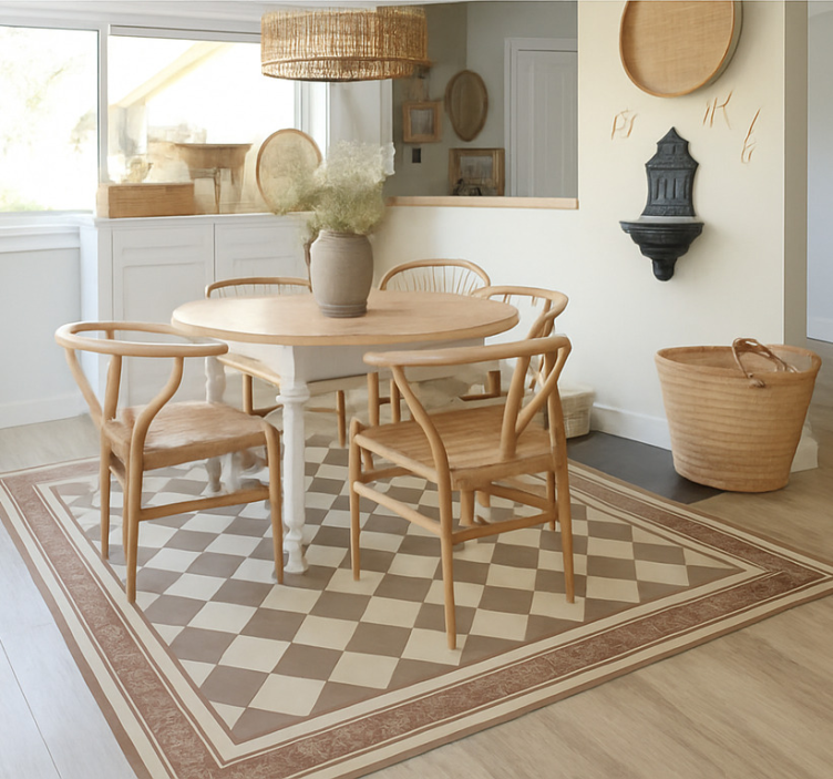 Brown Diamond Grid dining room vinyl carpet - TenStickers