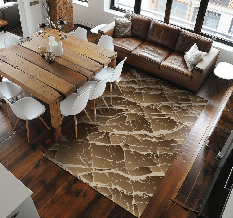 Brown marble effect dining room vinyl carpet - TenStickers