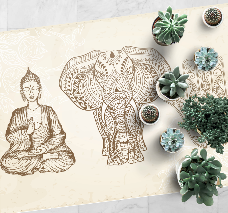 Buddha Elephant Hand mandala vinyl carpet - TenStickers