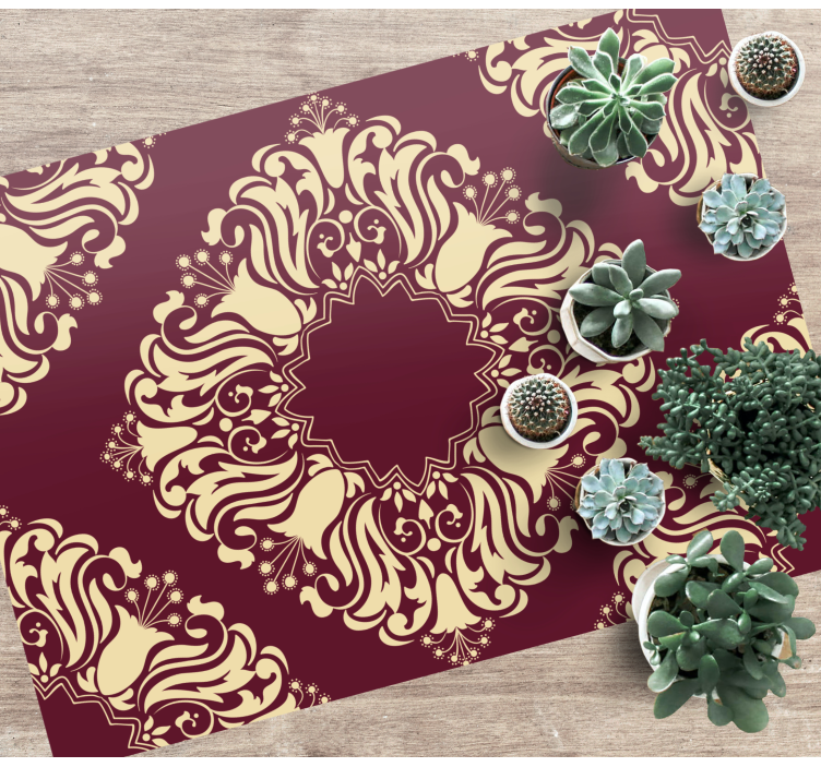 Burgundy Floral Pattern mosaic vinyl carpet - TenStickers