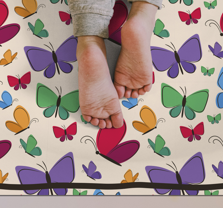 Butterfly Abundance floral vinyl carpet - TenStickers