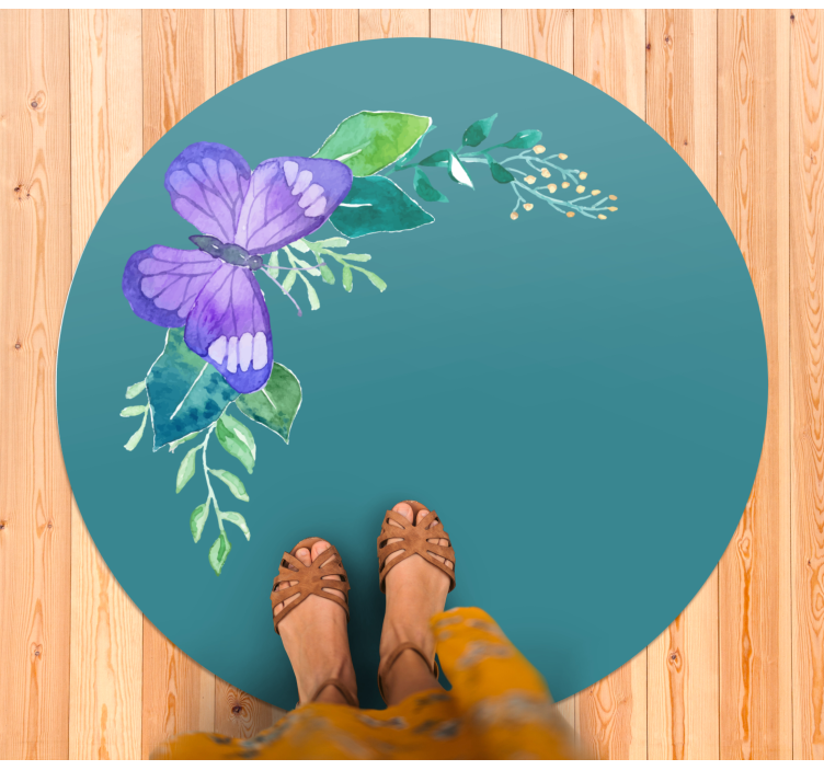 Butterfly Botanical Motif floral vinyl carpet - TenStickers