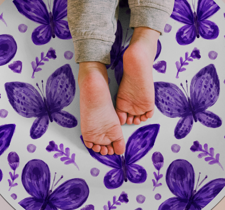 Butterfly Circle Pattern floral vinyl carpet - TenStickers