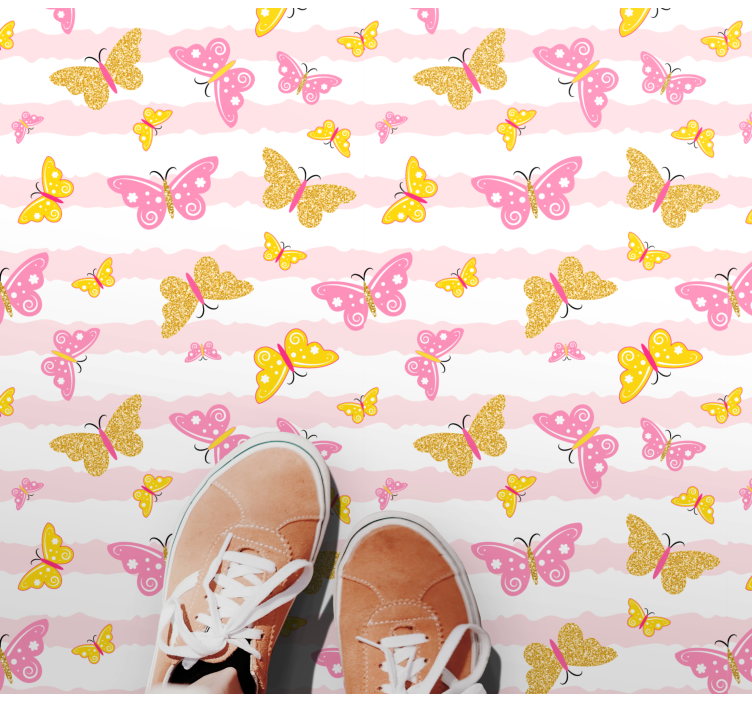 Pink and yellow butterflies kids vinyl carpet - TenStickers