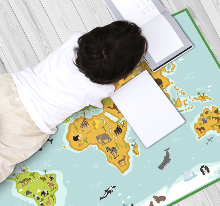 Cartographic Exploration world map vinyl carpet - TenStickers