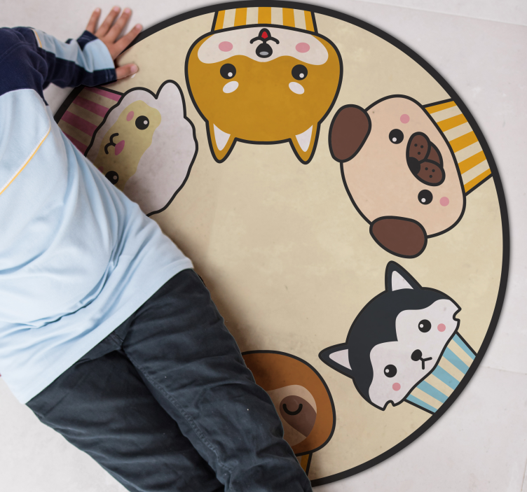 Cartoon Animal Faces kids vinyl carpet - TenStickers