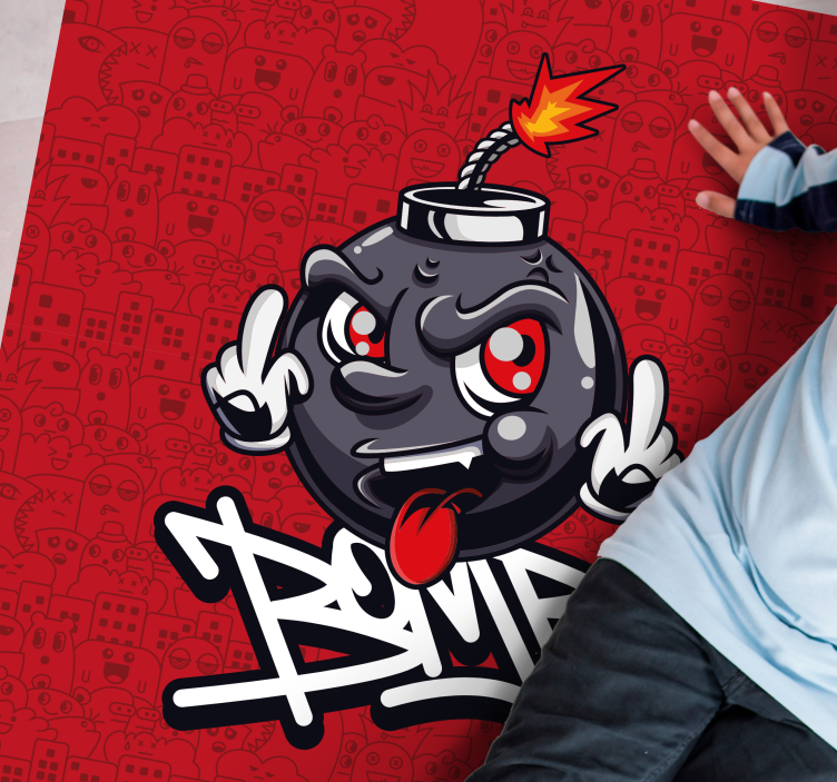 Cartoon Bomb Character teen vinyl carpet - TenStickers