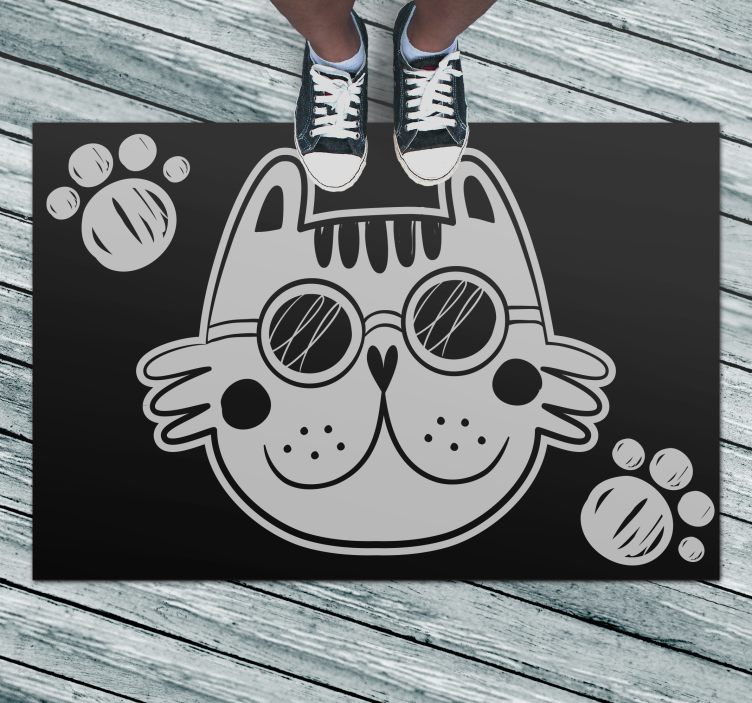 Cartoon Cat Illustration kids vinyl carpet - TenStickers