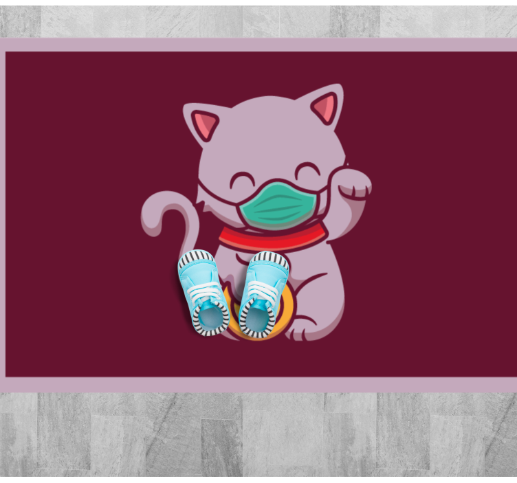 Cat Wearing Mask animal vinyl carpet - TenStickers