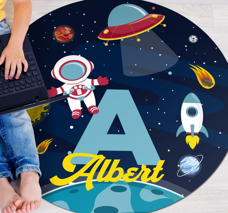 Custom name in space kids vinyl carpet - TenStickers