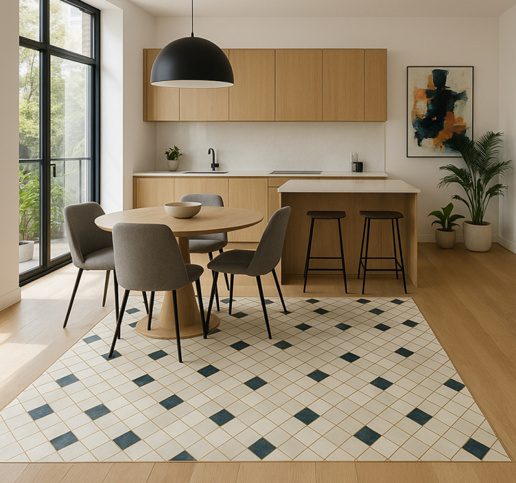 Cement tiles grey tones living room vinyl carpet - TenStickers