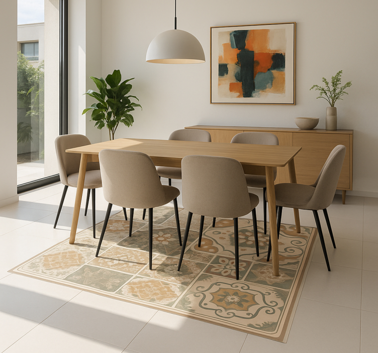 Cement tiles various sizes living room vinyl carpet - TenStickers