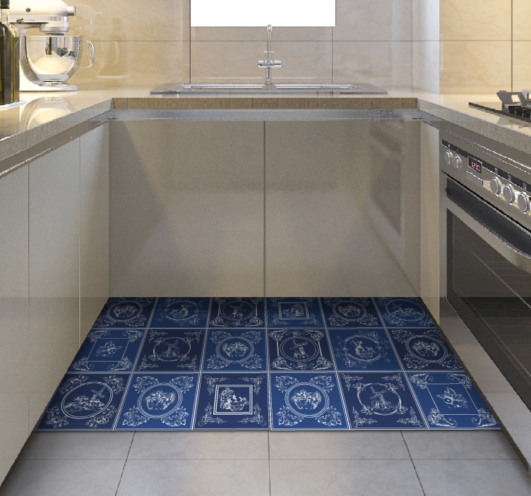 Ceramic Ornamentation kitchen vinyl carpet - TenStickers