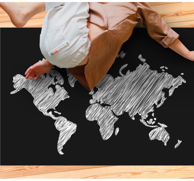 Chalkboard grey design world map vinyl carpet - TenStickers