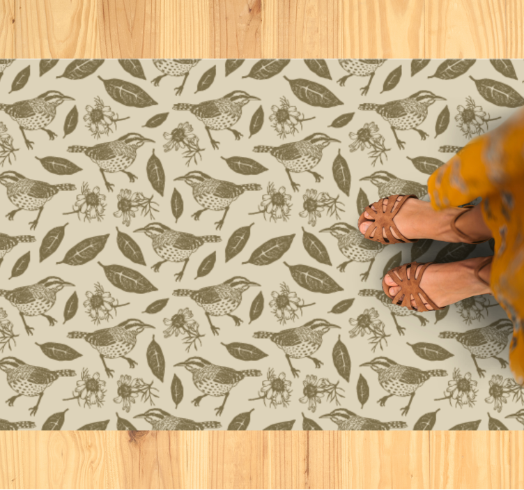 Charming Bird Motif nature vinyl carpet - TenStickers