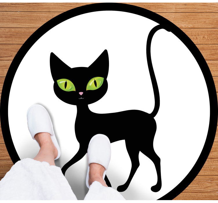 Charming black cat animal vinyl carpet - TenStickers