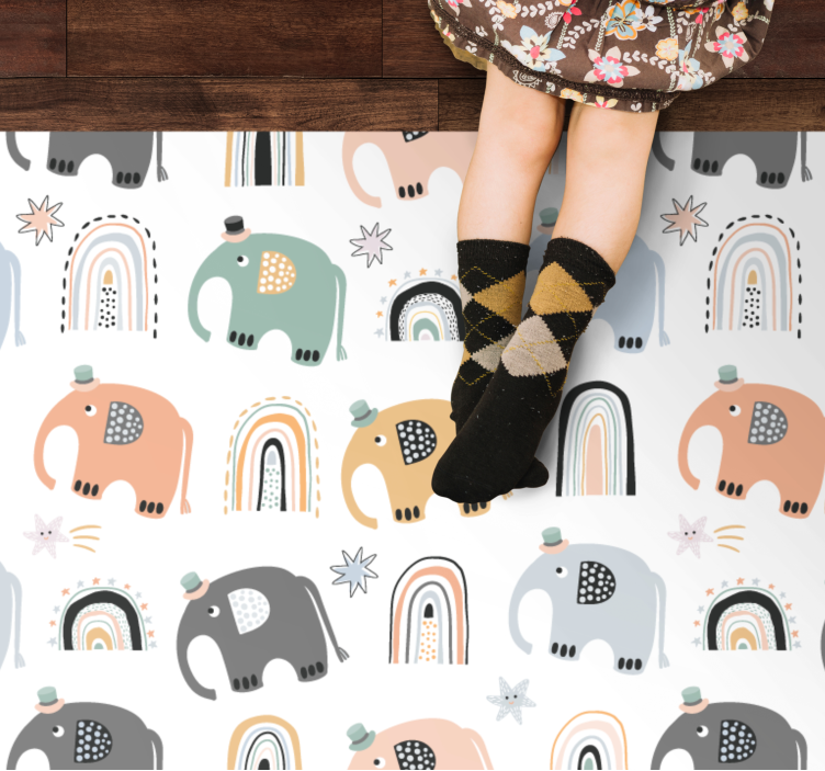 Charming Elephant Parade nursery vinyl carpet - TenStickers