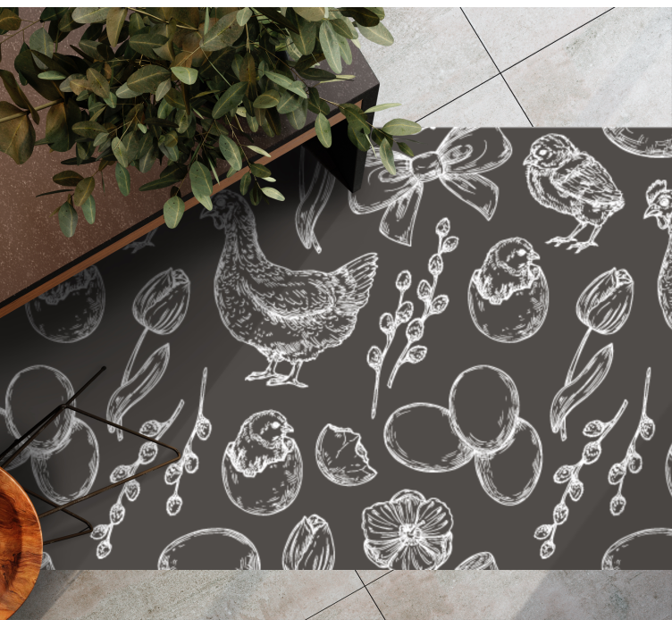 Charming Farmyard Motifs kitchen vinyl carpet - TenStickers