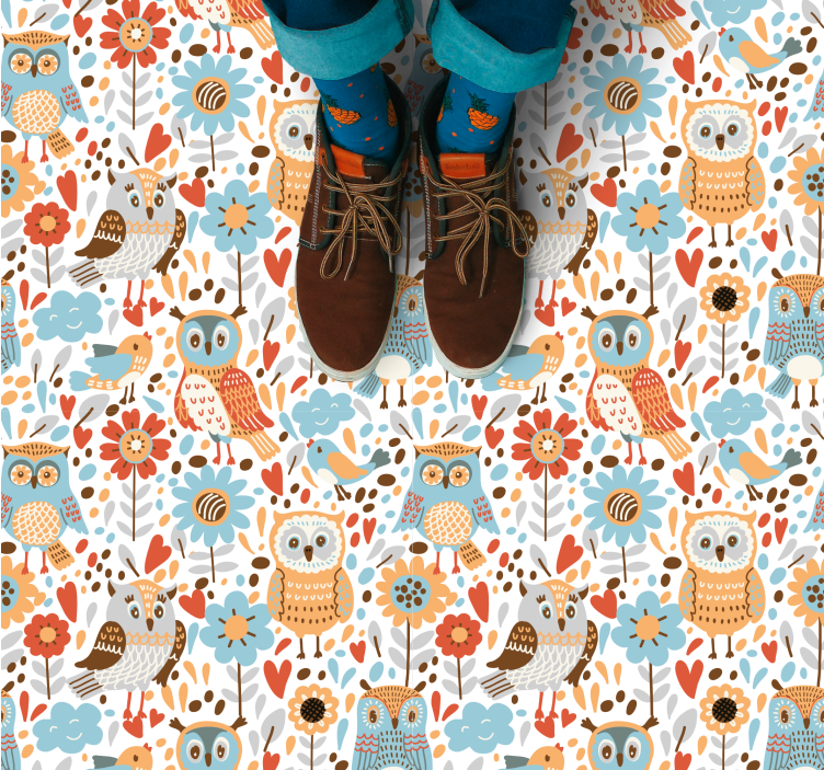 Charming owl pattern animal vinyl carpet - TenStickers