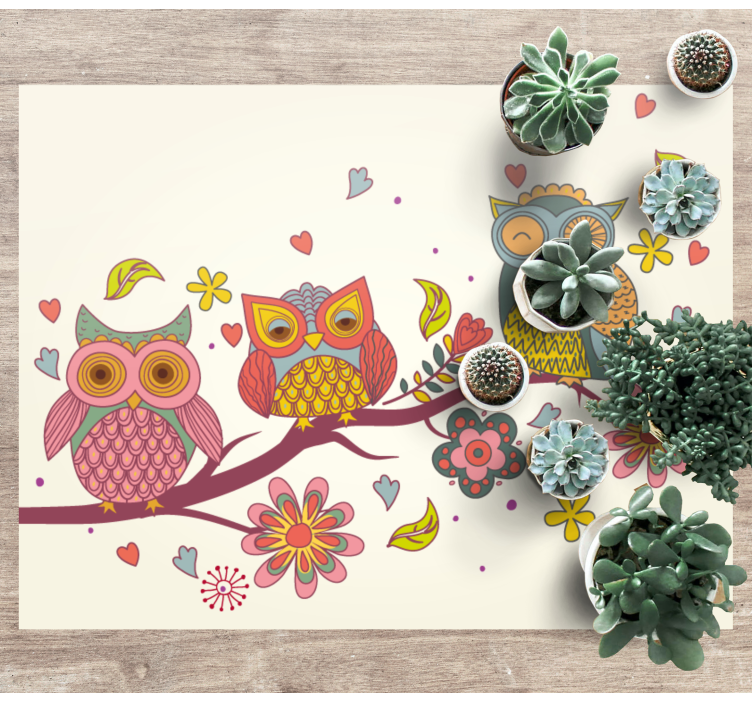 Charming Owl Trio animal vinyl carpet - TenStickers