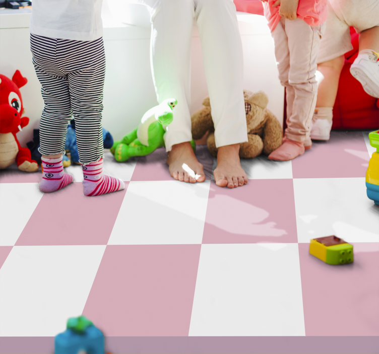 Checked Pink Pattern kids vinyl carpet - TenStickers